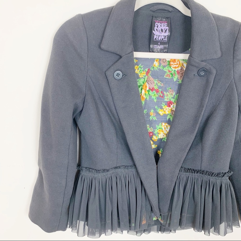 Free People Cropped Ruffle Corset Jacket Size 4 - Picture 4 of 8